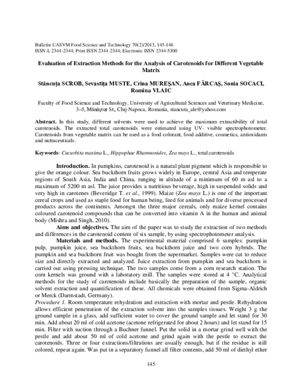 Review Of Methods For Analysis Of Carotenoids – PMGTK