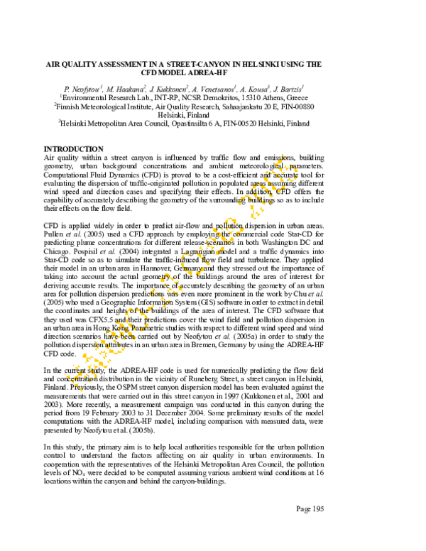 (PDF) Air quality assessment in a street-canyon in Helsinki using the ...