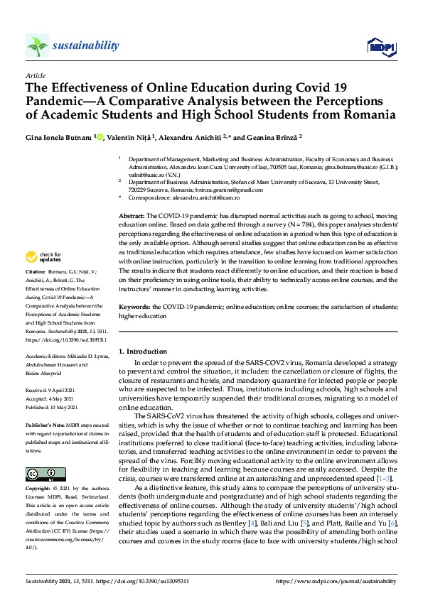 (PDF) The Effectiveness of Online Education during Covid 19 Pandemic—A ...