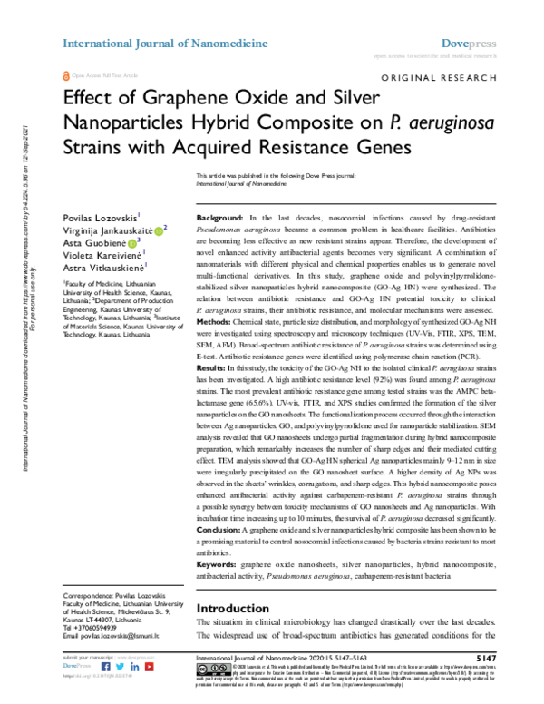 (PDF) Effect of Graphene Oxide and Silver Nanoparticles Hybrid ...