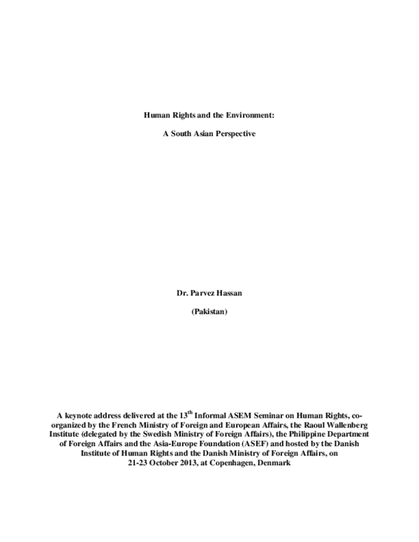 (PDF) Human rights and the environment: a South Asian perspective ...
