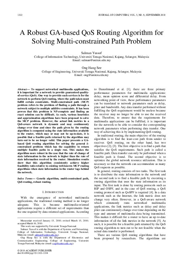 (PDF) A Robust GA-based QoS Routing Algorithm for Solving Multi ...