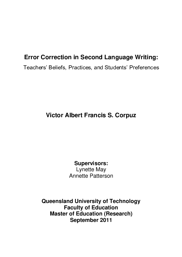 (PDF) Error Correction in Second Language Writing