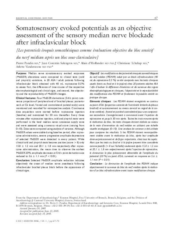 (PDF) Somatosensory evoked potentials as an objective assessment of the ...