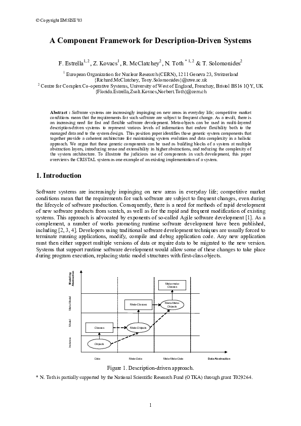 (PDF) A Component Framework for Description-Driven Systems