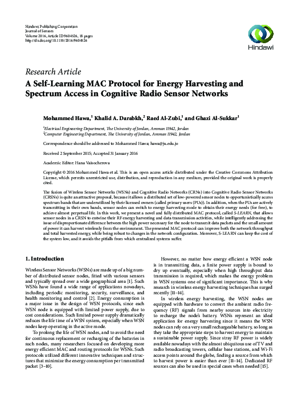 (PDF) A Self-Learning MAC Protocol for Energy Harvesting and Spectrum ...