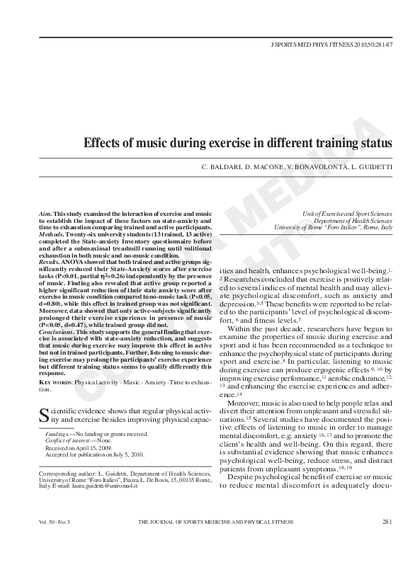(PDF) Effects of music during exercise in different training status ...