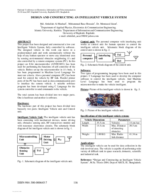 (PDF) Design and Constructing an Intelligent Vehicle System