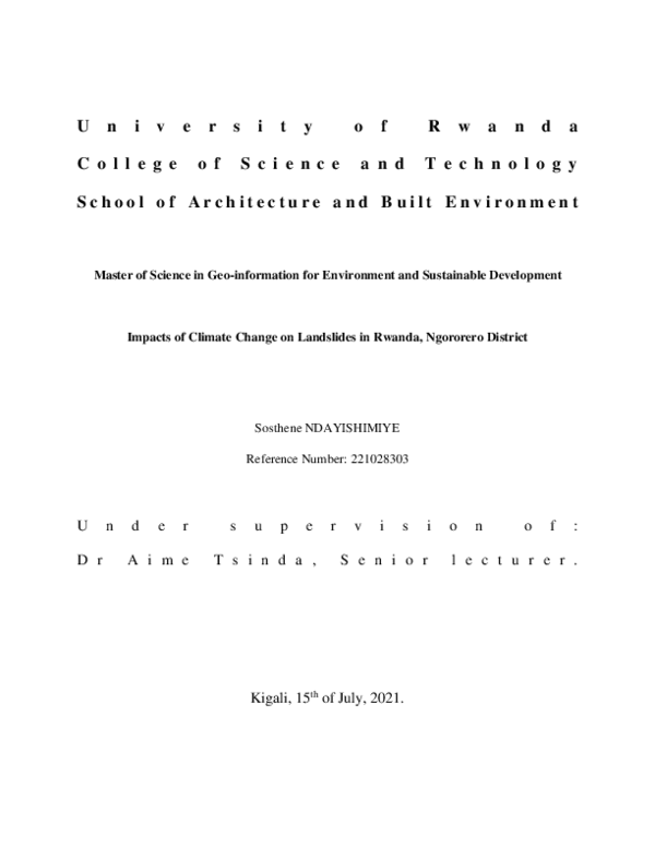 (PDF) Impacts of Climate Change on Landslides in Rwanda