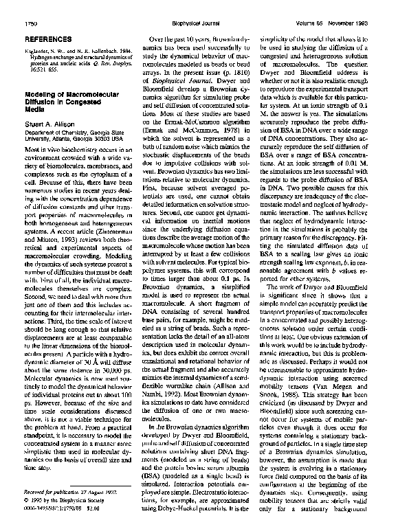 (PDF) Modeling of macromolecular diffusion in congested media