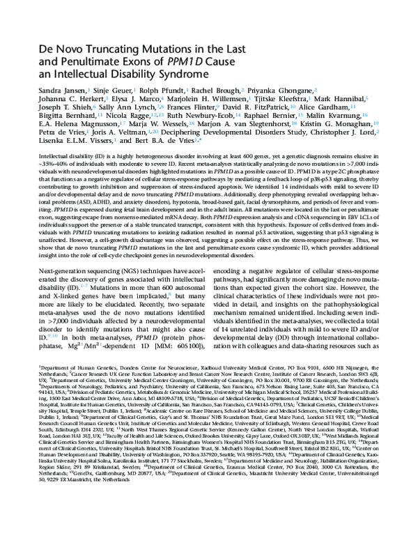 (PDF) De Novo Truncating Mutations in the Last and Penultimate Exons of ...