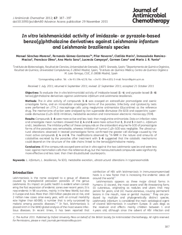 (PDF) In vitro leishmanicidal activity of imidazole- or pyrazole-based ...