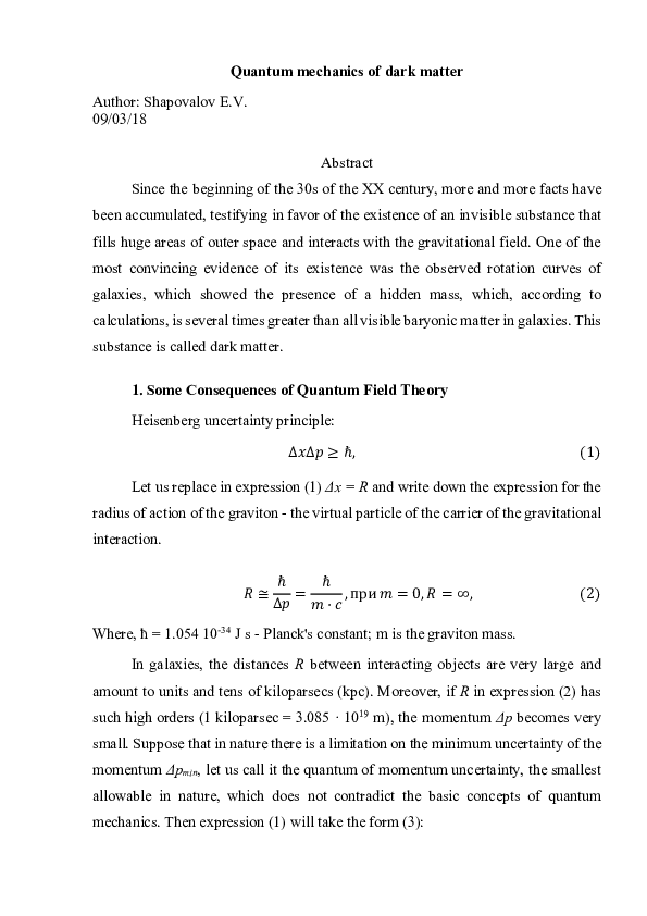 (PDF) Quantum mechanics of dark matter