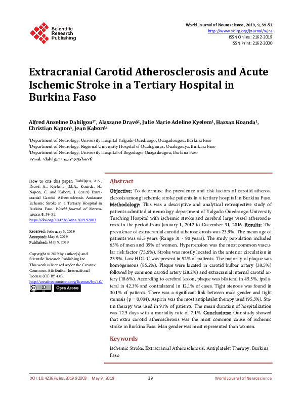 (PDF) Extracranial Carotid Atherosclerosis and Acute Ischemic Stroke in ...