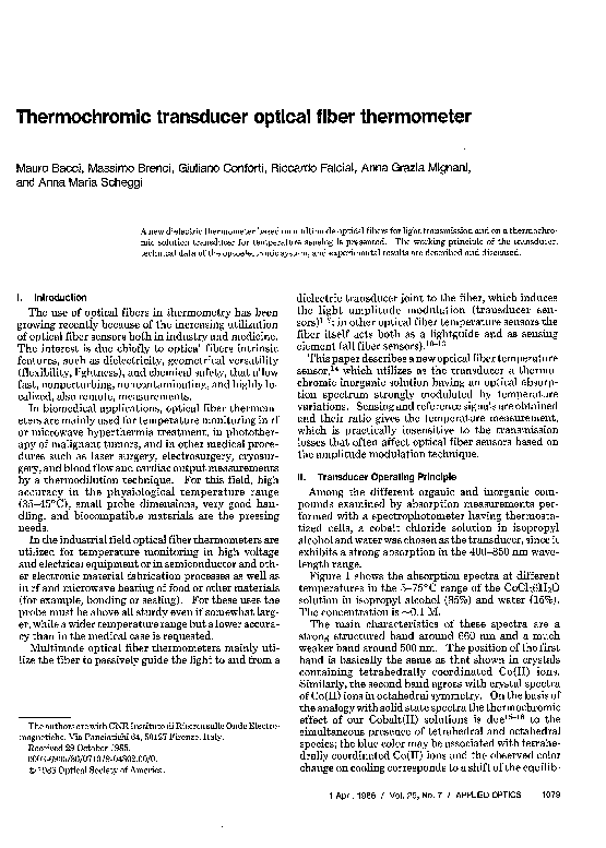 (PDF) Thermochromic transducer optical fiber thermometer