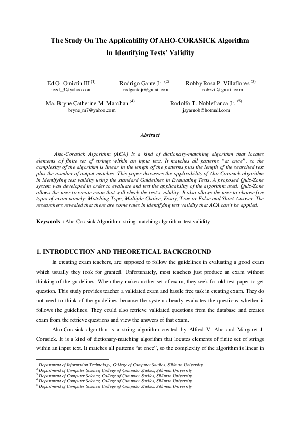 (PDF) The Study On The Applicability Of AHO-CORASICK Algorithm In ...