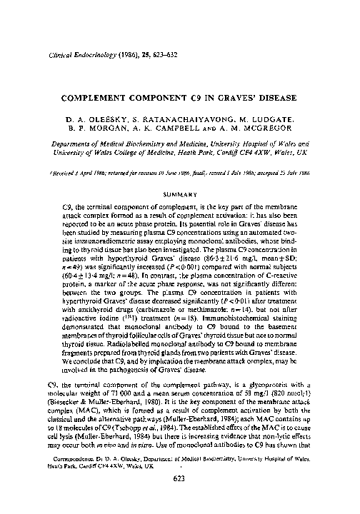(PDF) Complement Component C9 in Graves' Disease