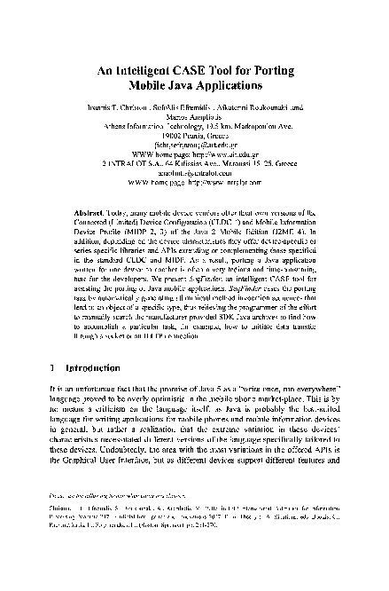 (PDF) An Intelligent CASE Tool for Porting Mobile Java Applications