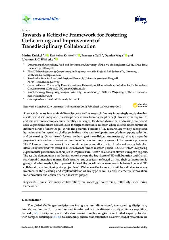 (PDF) Towards a Reflexive Framework for Fostering Co—Learning and ...