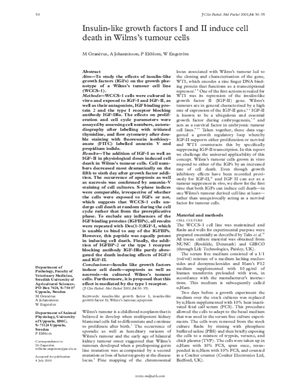 (PDF) Insulin-like growth factors I and II induce cell death in Wilms's ...