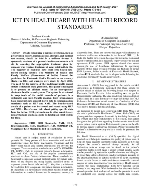 (PDF) Ict in Healthcare with Health Record Standards