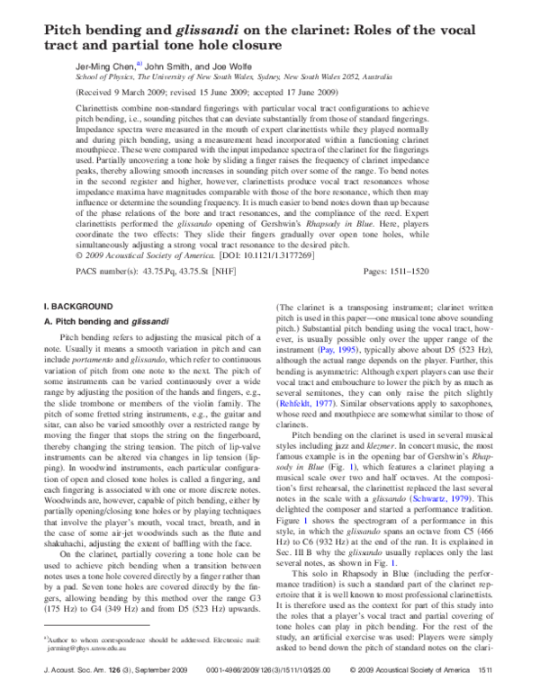 (PDF) Pitch bending and glissandi on the roles of the vocal