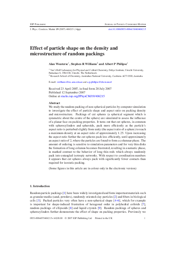 (PDF) Effect of particle shape on the density and microstructure of ...