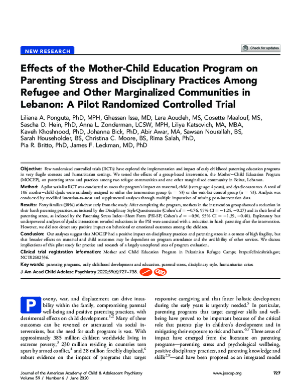 (PDF) Effects of the Mother-Child Education Program on Parenting Stress ...