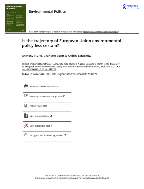 (PDF) Is the trajectory of European Union environmental policy less ...