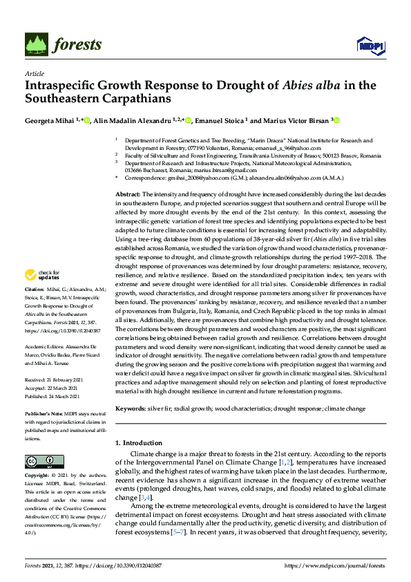 (PDF) Intraspecific Growth Response to Drought of Abies alba in the ...