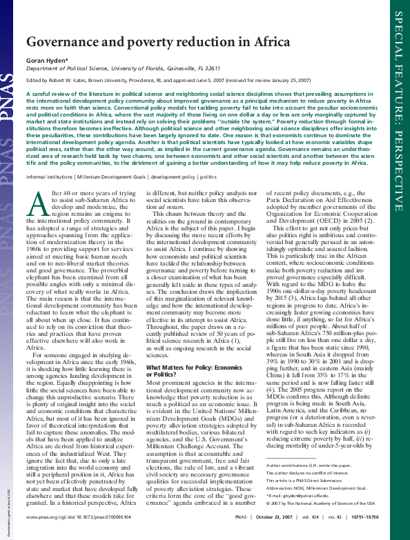 (PDF) Governance and poverty reduction in Africa