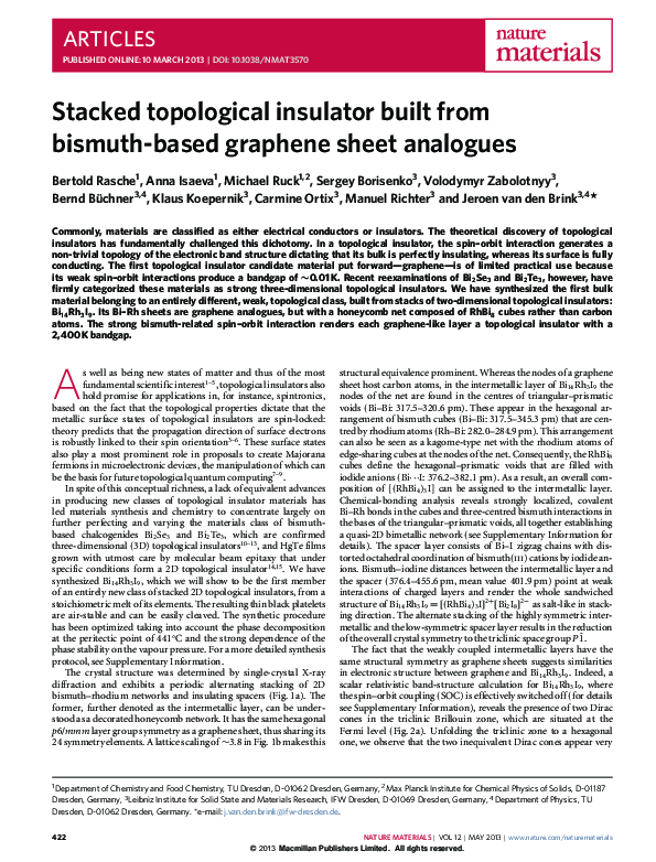 (PDF) Stacked topological insulator built from bismuth-based graphene ...