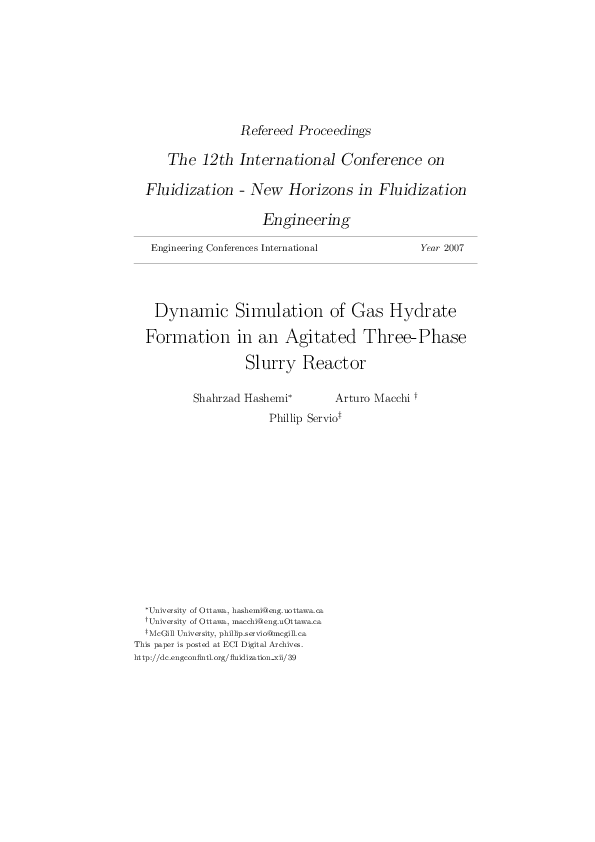 (PDF) Dynamic simulation of gas hydrate formation in an agitated three ...