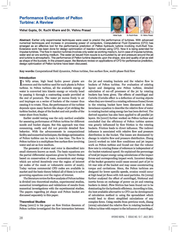 (PDF) Performance Evaluation of Pelton Turbine: A Review