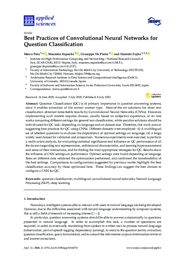 (PDF) Best Practices of Convolutional Neural Networks for Question ...