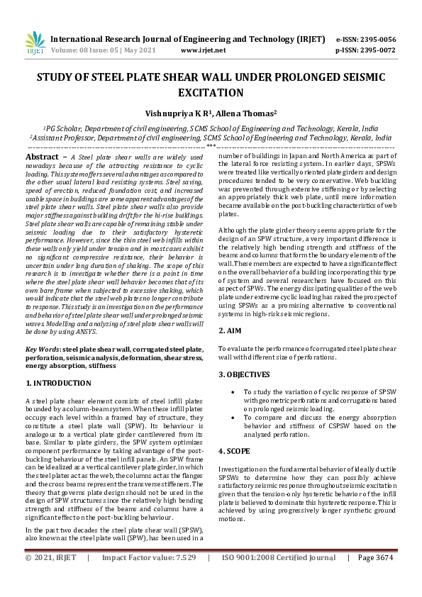 (PDF) IRJET- STUDY OF STEEL PLATE SHEAR WALL UNDER PROLONGED SEISMIC ...