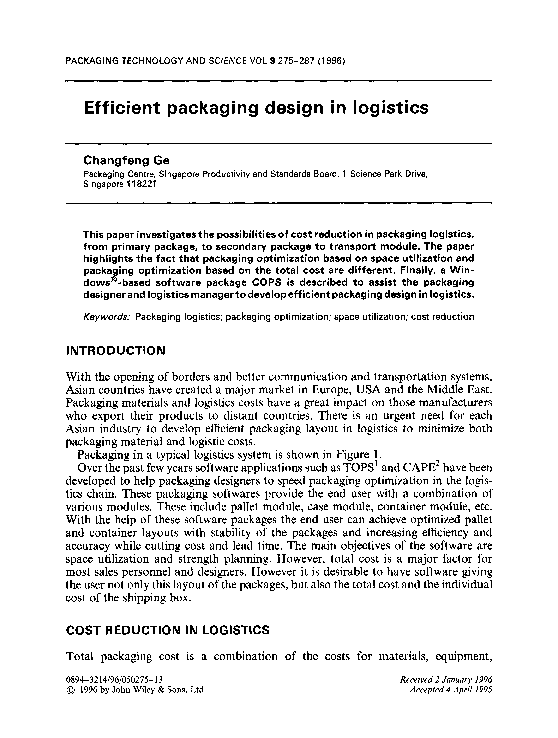 (PDF) Efficient Packaging Design in Logistics