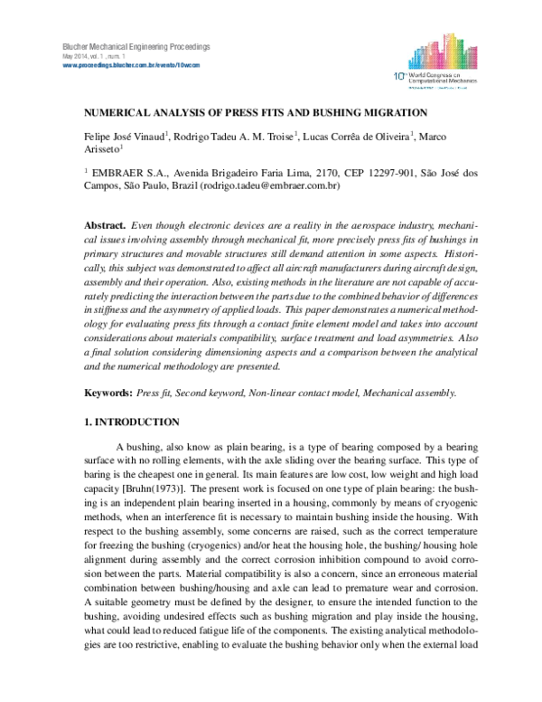(PDF) Numerical Analysis of Press Fits and Bushing Migration Felipe
