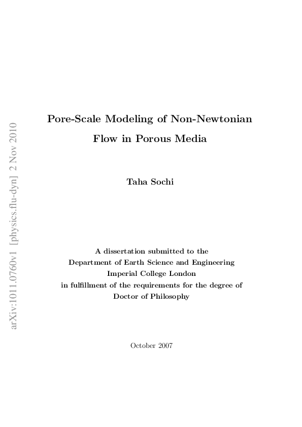 (PDF) Pore-Scale Modeling of Non-Newtonian Flow in Porous Media
