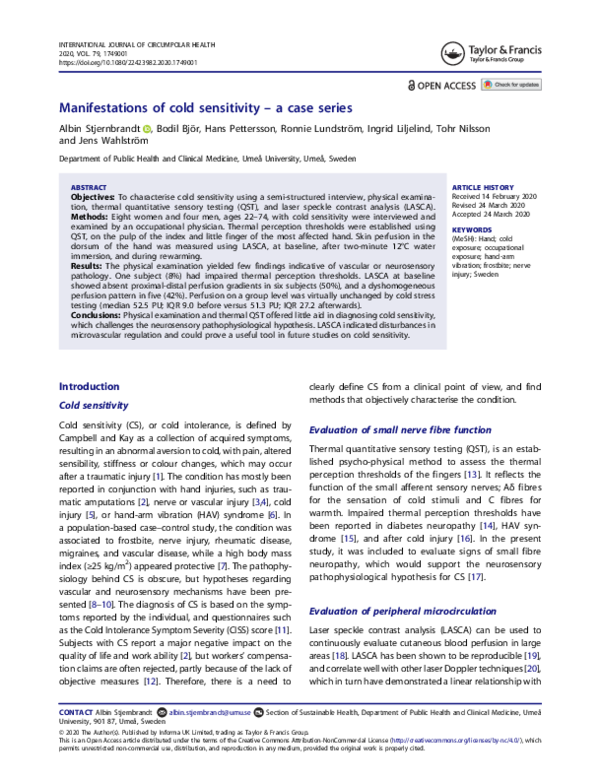 (PDF) Manifestations of cold sensitivity – a case series