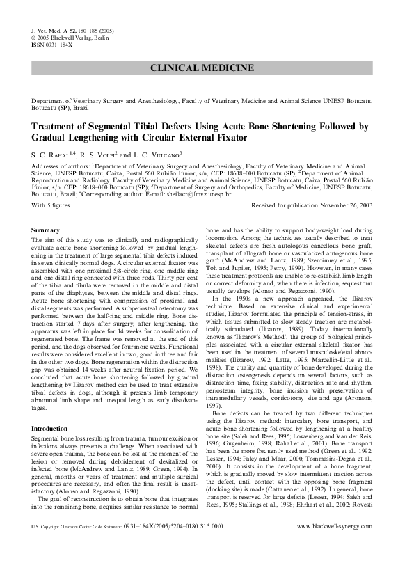 (PDF) Treatment of Segmental Tibial Defects Using Acute Bone Shortening ...