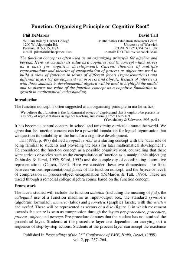 (PDF) Function: Organizing Principle or Cognitive Root?