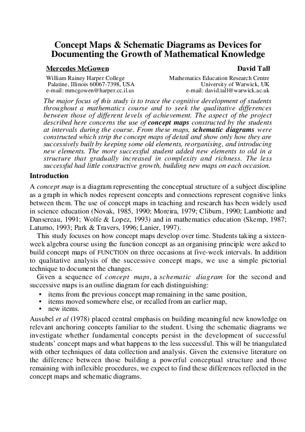 (PDF) Concept Maps & Schematic Diagrams as Devices for Documenting the ...