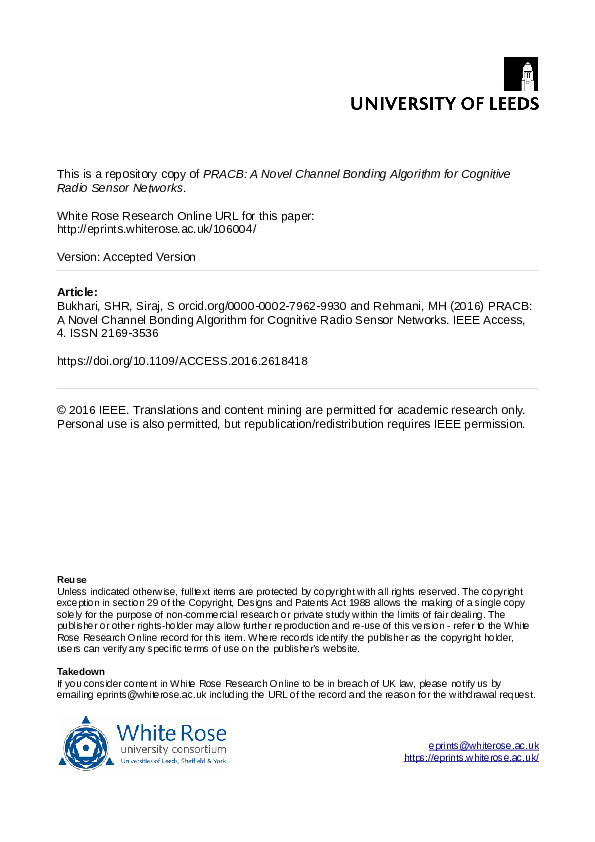 (PDF) PRACB: A Novel Channel Bonding Algorithm for Cognitive Radio ...