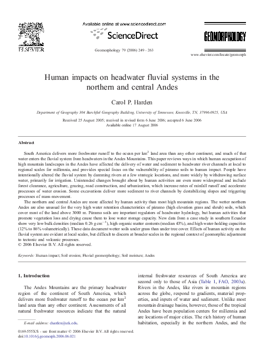 (PDF) Human impacts on headwater fluvial systems in the northern and ...