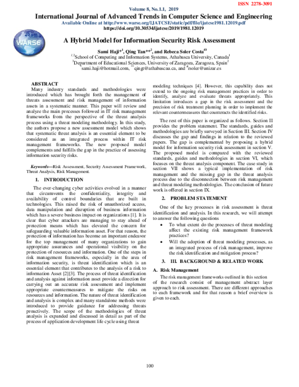 (PDF) A Hybrid Model for Information Security Risk Assessment
