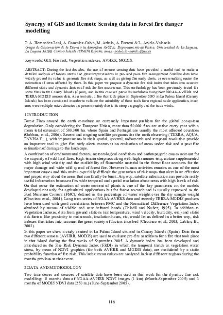 (PDF) Synergy of GIS and Remote Sensing Data in Forest Fire Danger Modeling