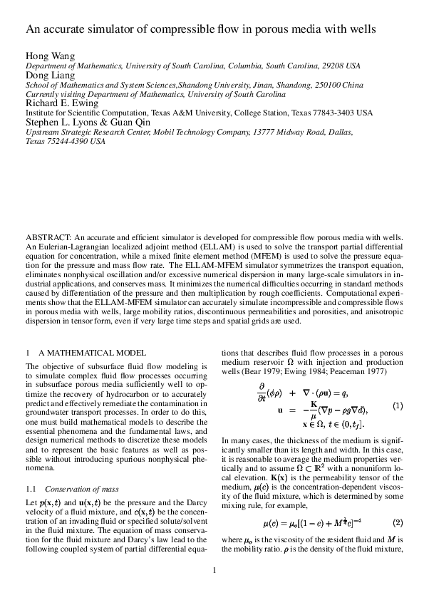 (PDF) An accurate simulator of compressible flow in porous media wi th ...