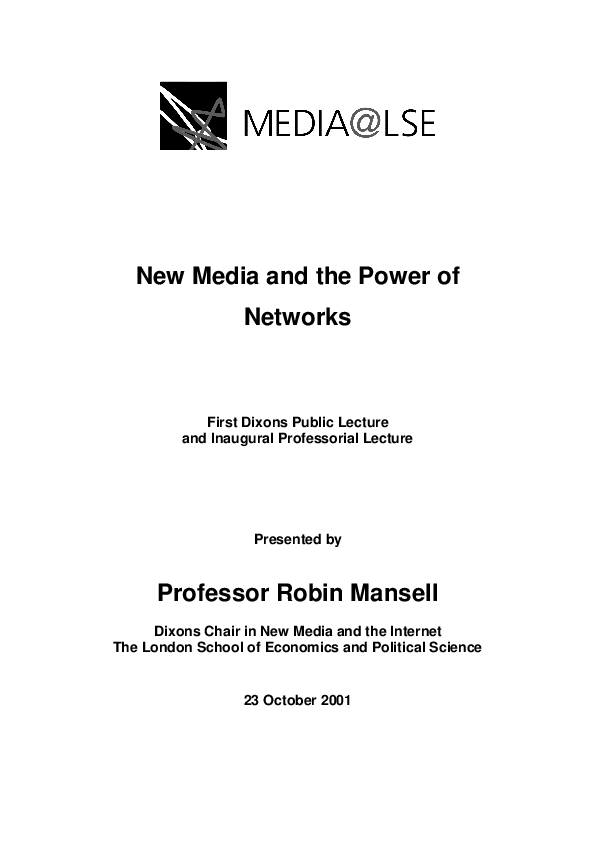 (PDF) New media and the power of networks