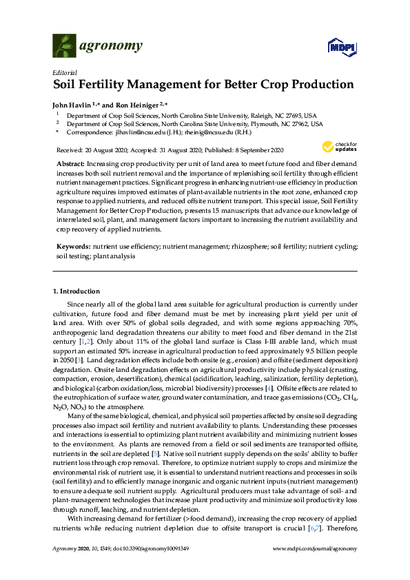 (PDF) Soil Fertility Management for Better Crop Production